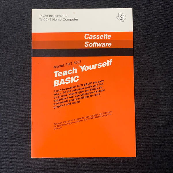 TI 99/4A Teach Yourself BASIC (old style) instruction manual only Texa ...