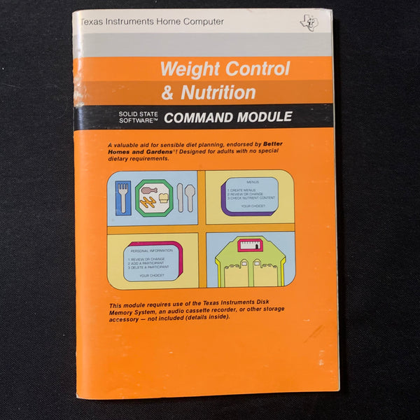 TI 99/4A Weight Control and Nutrition (old style) instruction manual o ...