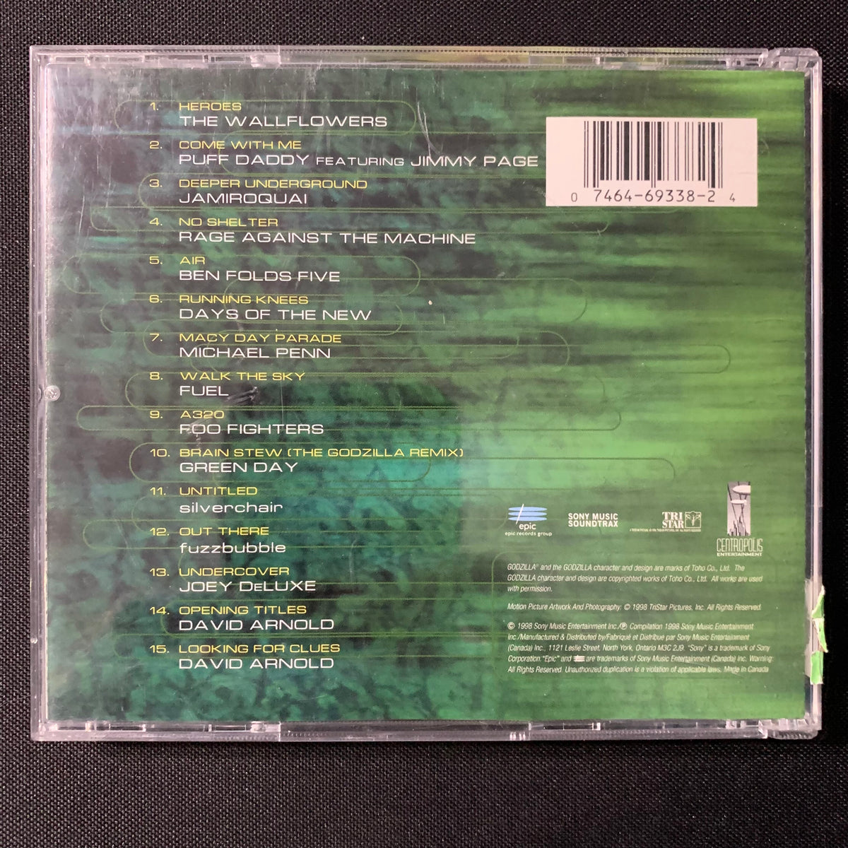 CD Godzilla soundtrack (1998) Puff Daddy! Jimmy Page! Rage Against the ...