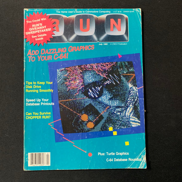 MAGAZINE Run July 1985 Commodore 64 computer graphics disk drives Chop ...