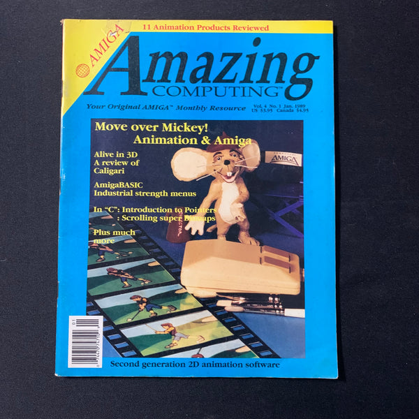 MAGAZINE Amazing Computing Vol 4 No 1 Jan 1989 Commodore Amiga animation Caligari