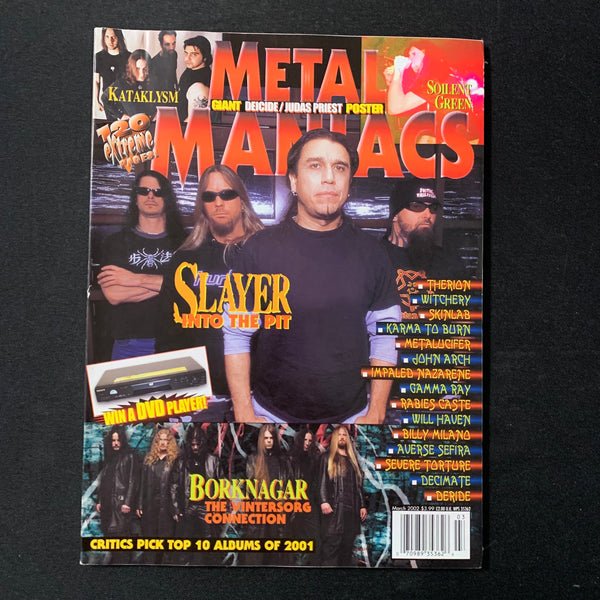 MAGAZINE Metal Maniacs Mar 2002 Slayer, Kataklysm, Borknagar, Soilent Green