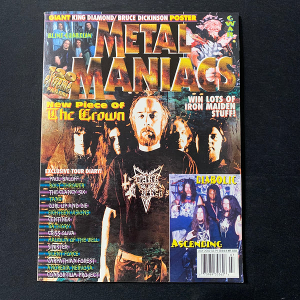 MAGAZINE Metal Maniacs Jul 2002 The Crown, Diabolic, Blind Guardian, Gwar, Bathory