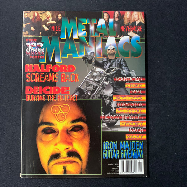MAGAZINE Metal Maniacs Jan 2001 Halford, Deicide, Nile, Nevermore, Incantation