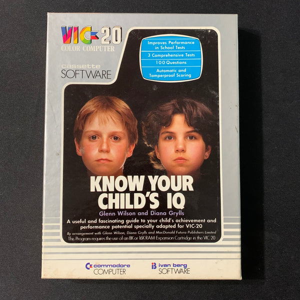 COMMODORE VIC 20 Know Your Child's IQ tested boxed cassette software tests fun
