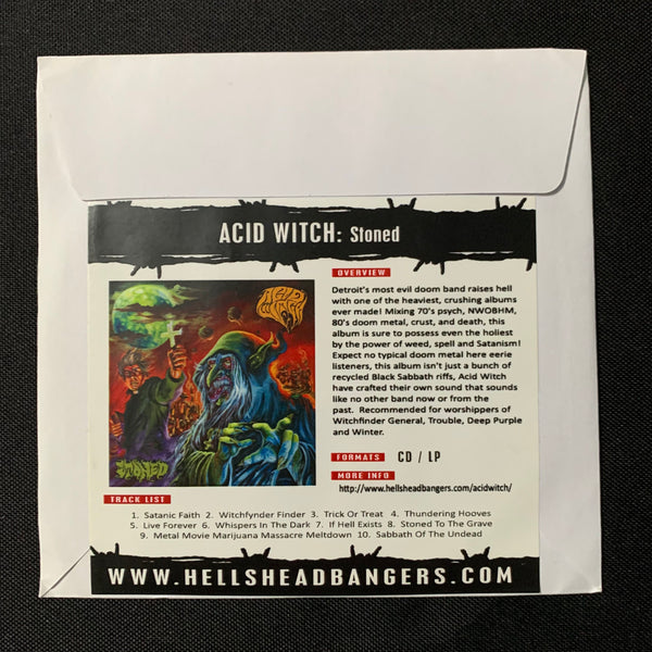 CD Acid Witch 'Stoned' (2011) Hells Headbangers promo sleeve doom death metal