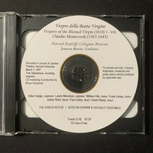 CD Harvard Radcliffe Collegium Musicum 'Vespro della Beata Vergine' (1997)