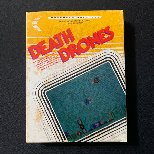 TEXAS INSTRUMENTS TI 99/4A Death Drones (1982) cassette software Moonbeam Software boxed