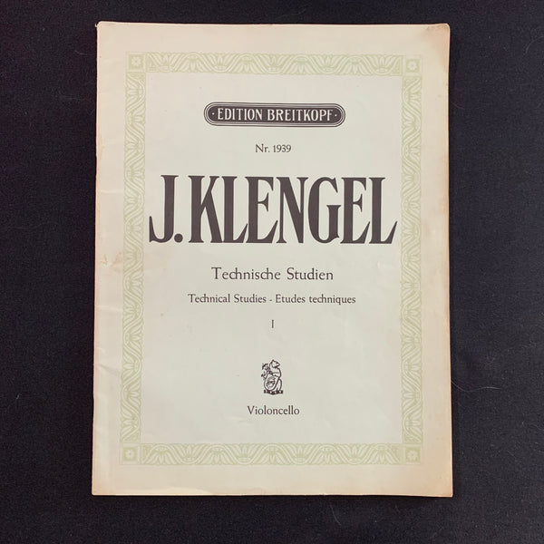 SHEET MUSIC J. Klengel 'Technische Studien: Violoncello' Technical Studies Nr. 1939 Edition Breitkopf