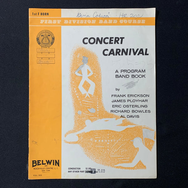 SHEET MUSIC First Division Band Course 'Concert Carnival' (1st F horn) 1964)