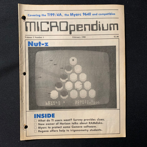 TEXAS INSTRUMENTS TI 99/4A Micropendium magazine February 1988 retro computing