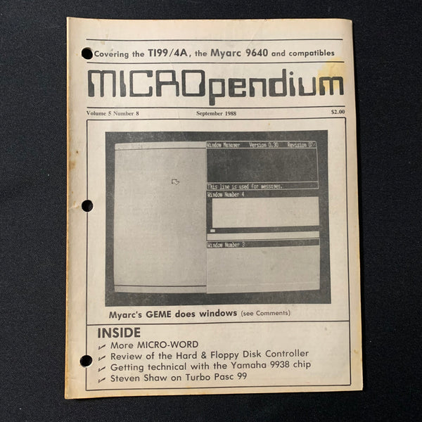 TEXAS INSTRUMENTS TI 99/4A Micropendium magazine September 1988 retro computing