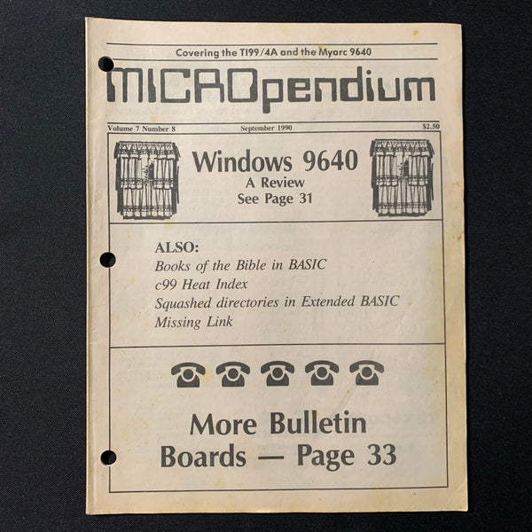 TEXAS INSTRUMENTS TI 99/4A Micropendium magazine September 1990 retro computing