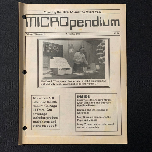 TEXAS INSTRUMENTS TI 99/4A Micropendium magazine November 1990 retro computing