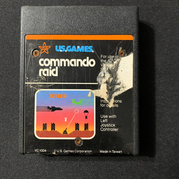 ATARI 2600 Commando Raid tested video game cartridge damaged label