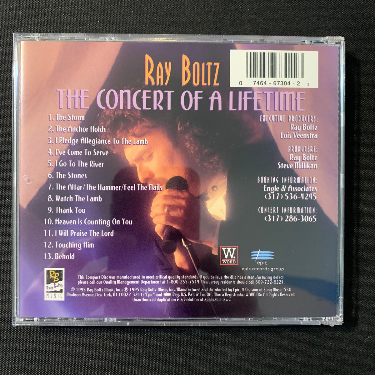 CD Ray Boltz 'Concert of a Lifetime' (1995) Christian praise worship ...