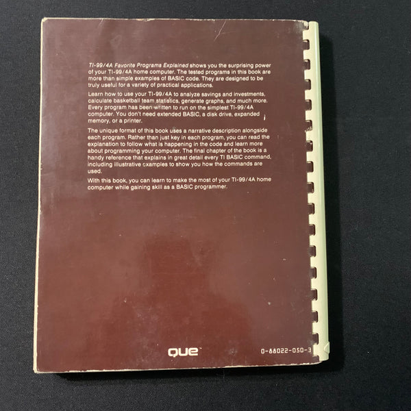 TEXAS INSTRUMENTS TI 99/4A Favorite Programs Explained (1983) book BAS ...