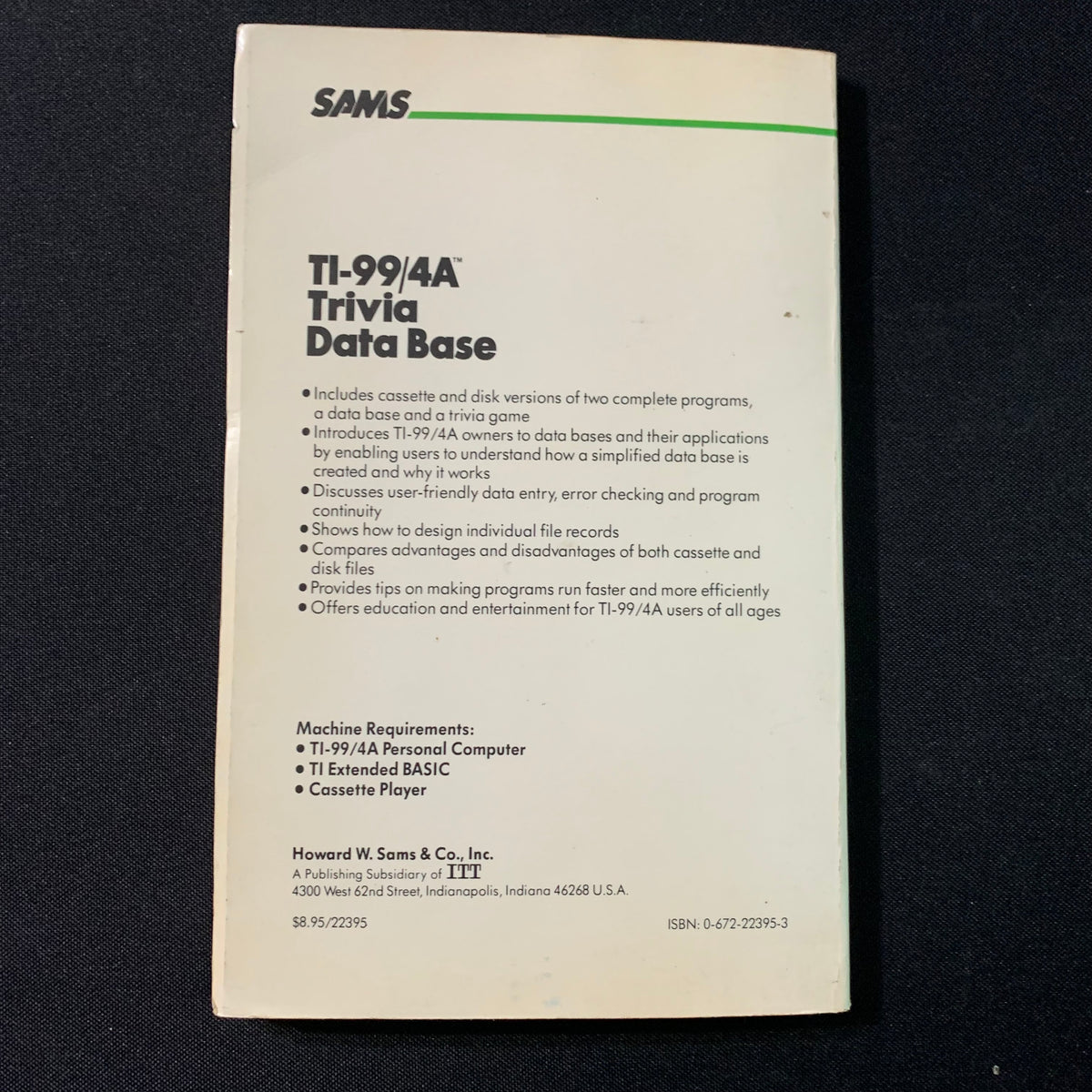 TEXAS INSTRUMENTS TI 99/4A Trivia Data Base (1984) BASIC programming ...