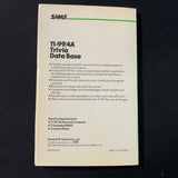 TEXAS INSTRUMENTS TI 99/4A Trivia Data Base (1984) BASIC programming