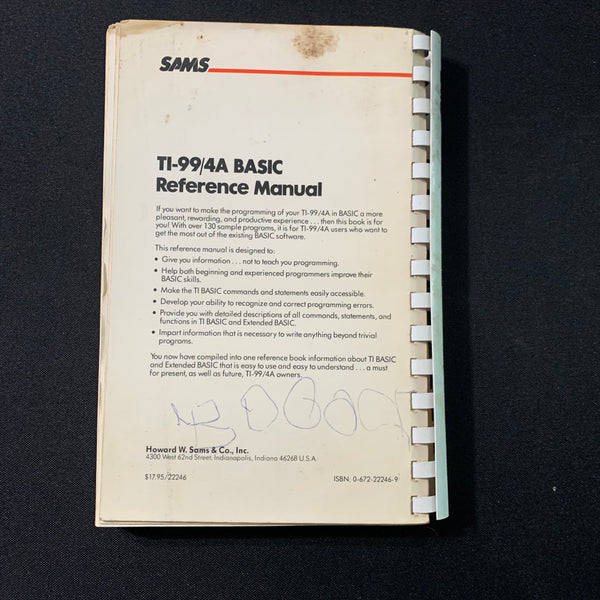 TEXAS INSTRUMENTS TI 99/4A BASIC Reference Manual (1984) retro program ...
