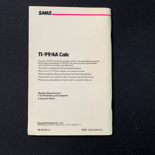TEXAS INSTRUMENTS TI 99/4A Calc (1984) book electronic spreadsheet ...